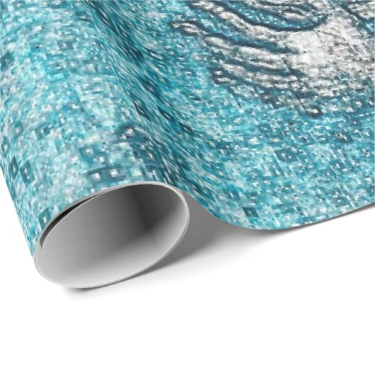 Virgin Mary Baby Jesus Angel Portret  Blue Cadeaupapier (Rol Hoek)