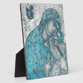 Virgin Mary Baby Jesus Angel Portret  Blue Fotoplaat (Zijkant)