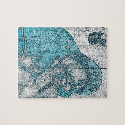 Virgin Mary Baby Jesus Angel Portret  Blue Legpuzzel (Horizontaal)