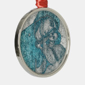 Virgin Mary Baby Jesus Angel Portret  Blue Metalen Ornament (Rechts)