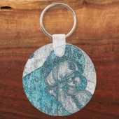 Virgin Mary Baby Jesus Angel Portret Blue Sleutelhanger (Voorkant)