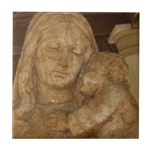 Virgin Mary & Baby Jesus-beeld Tegeltje (Voorkant)
