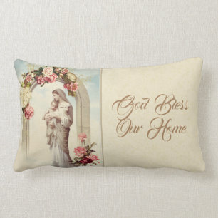 Virgin Mary Baby Jesus Gold Decor over Kussen