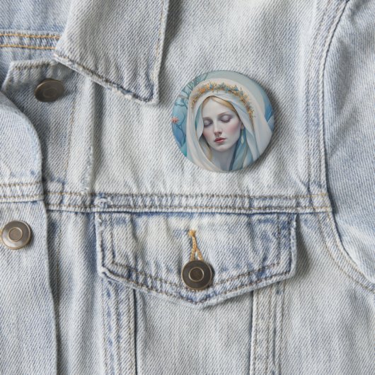 Virgin Mary Badge Button (In situ)