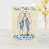 Virgin Mary | Blauwe Floral Swag | MOEDERDAG Kaart (Gele Bloem)