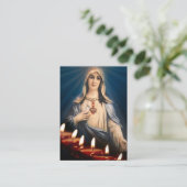 Virgin Mary Blessed Lit Candles Prayer Heilige Kaa Visitekaartje (Staand voorkant)