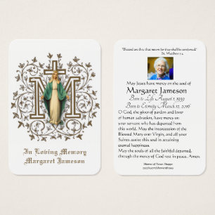 Virgin Mary Catholic Funeral Memorial Holy Card - Visitekaartje