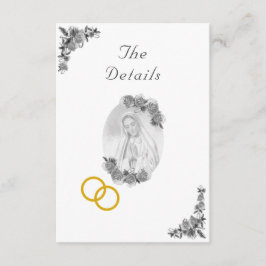 Virgin Mary Catholic Silver Wedding Enclosure Kaar Informatiekaartje