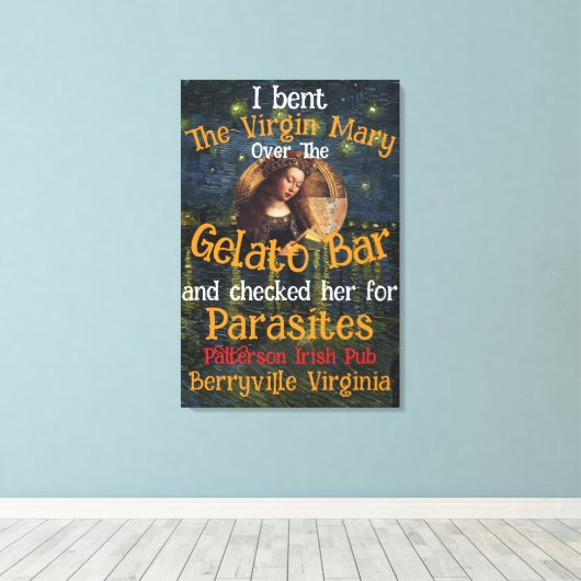 Virgin Mary Donald TRUMP tekent parasieten Canvas Afdruk (Insitu (Houten vloer))