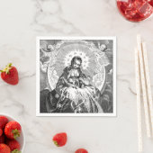 Virgin Mary en Baby Jesus Line Drawing Card Servet (Insitu)