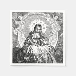 Virgin Mary en Baby Jesus Line Drawing Card Servet