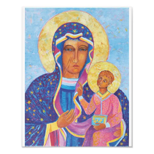 Virgin Mary en Child Jesus Black Madonna Mary Foto Afdruk (Voorkant)