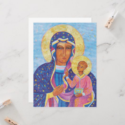 Virgin Mary en Child Jesus Black Madonna Mary Kaart (Voorkant / Achterkant in situ)