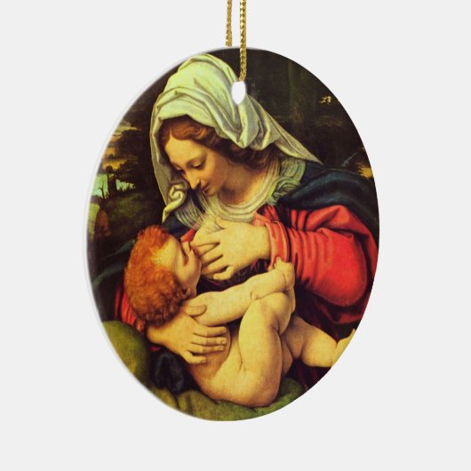 Virgin Mary en Child Keramisch Ornament (Rechts)