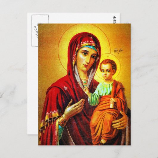 Virgin Mary en Jesus Briefkaart (Voorkant / Achterkant)