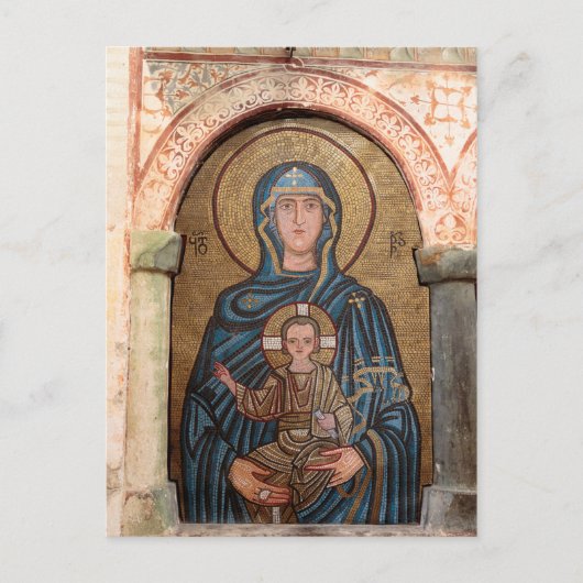 Virgin Mary en Jesus Mosaic Briefkaart (Voorkant)