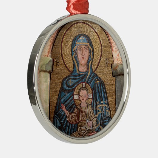 Virgin Mary en Jesus Mosaic Metalen Ornament (Rechts)