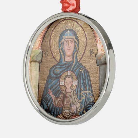 Virgin Mary en Jesus Mosaic Metalen Ornament (Links)