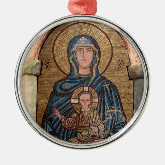 Virgin Mary en Jesus Mosaic Metalen Ornament (Voorkant)