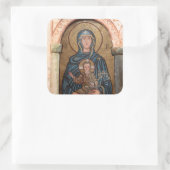 Virgin Mary en Jesus Mosaic Vierkante Sticker (Tas)