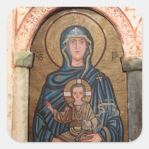 Virgin Mary en Jesus Mosaic Vierkante Sticker