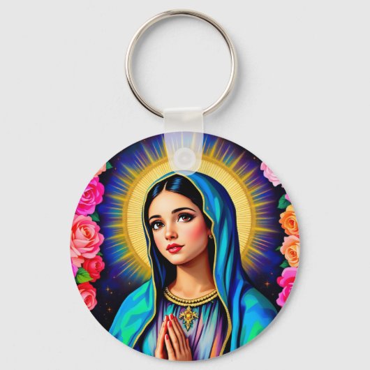 Virgin Mary Familie Foto Schattige Sleutelhanger (Voorkant)