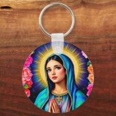 Virgin Mary Familie Foto Schattige Sleutelhanger (Voorkant)