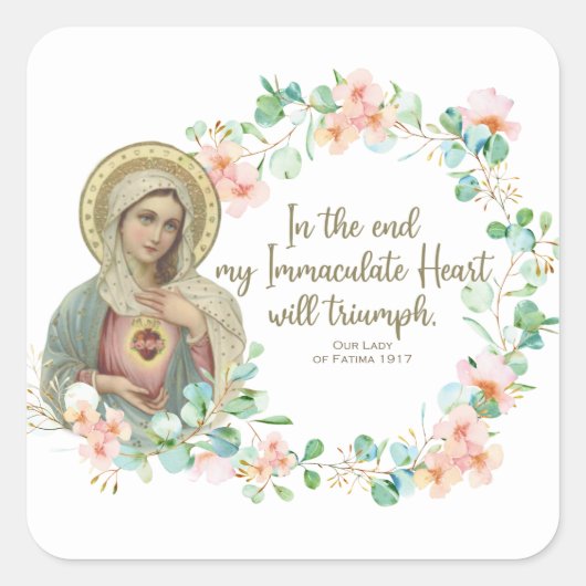 Virgin Mary Fatima Immaculate Heart Oekraïne Rusla Vierkante Sticker (Voorkant)