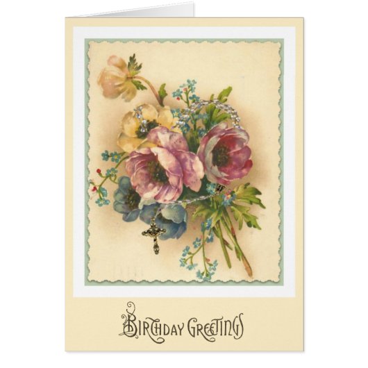 Virgin Mary Floral Rosary Birthday Religious (Voorkant)