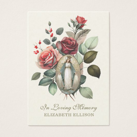 Virgin Mary floral Rozen Funeral Prayer Visitekaartje (Voorkant)