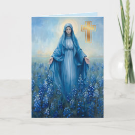 VIrgin Mary Floral Sympathy Gevouwen Wenskaart Kaart