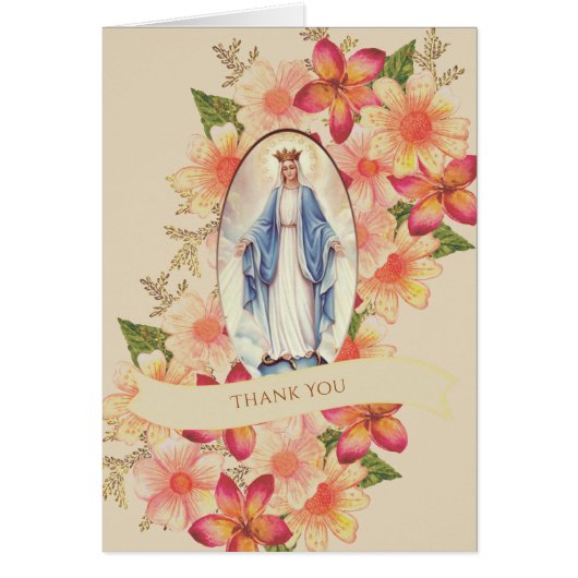 Virgin Mary Flowers katholiek condoleances Dank u (Voorkant)