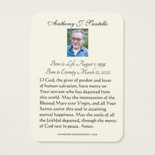 Virgin Mary Funeral Memorial Prayer Heilige Kaart (Achterkant)