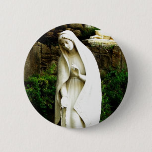 Virgin Mary Garden Statue Pin Ronde Button 5,7 Cm
