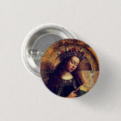 Virgin Mary - Gent Altarpart van Jan van Eyck Ronde Button 3,2 Cm (Voorkant /achterkant)