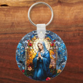 Virgin Mary-Glas in lood Sleutelhanger (Voorkant)