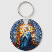 Virgin Mary-Glas in lood Sleutelhanger (Achterkant)
