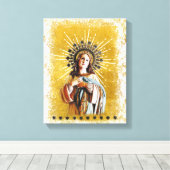 Virgin Mary Gold & White Starry Halo Canvas Afdruk (Insitu (Houten vloer))