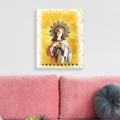Virgin Mary Gold & White Starry Halo Canvas Afdruk (Insitu (Woonkamer))