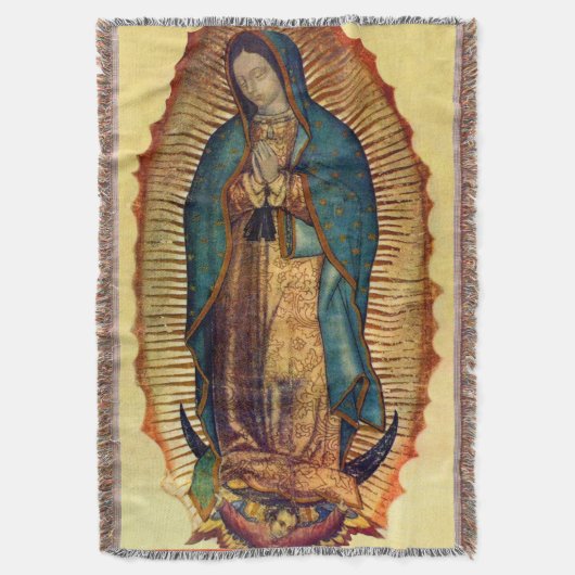 Virgin Mary Guadalupe Full Tilma Throw Blanket Deken (Voorkant Verticaal)