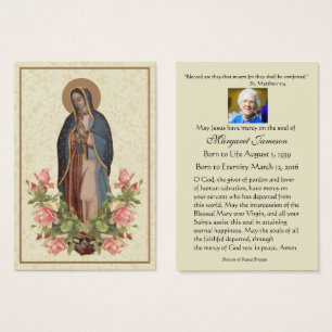Virgin Mary Guadalupe Funeral Prayer Heilige Kaart