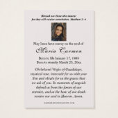 Virgin Mary Guadalupe Roses Catholic Funeral Visitekaartje (Achterkant)