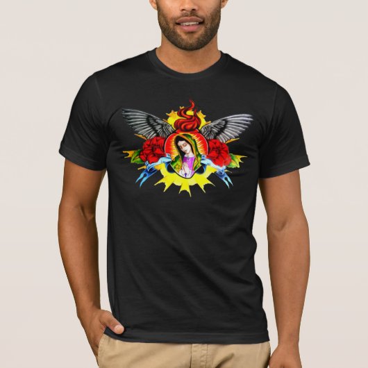 Virgin Mary Heart, ventilator, vleugels T-shirt (Voorkant)