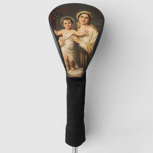 Virgin Mary houdt baby Jesus vast Golfheadcover (Voorkant)