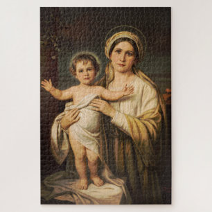 Virgin Mary houdt baby Jesus vast Legpuzzel