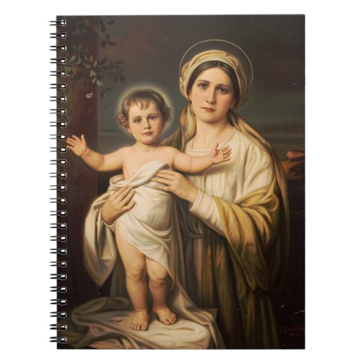 Virgin Mary houdt baby Jesus vast Notitieboek (Voorkant)