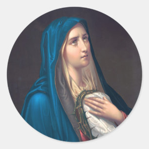 Virgin Mary huilend, E. Steinmann Ronde Sticker