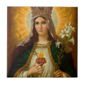 Virgin Mary Immaculate Heart Queen of Heaven Tegeltje (Voorkant)