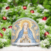 Virgin Mary in Blues and Golds Flower Frame Sneeuwbol (Kerstmis)