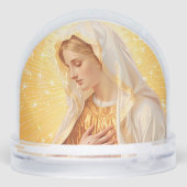 Virgin Mary in Gold and Stars Sneeuwbol (Achterkant)